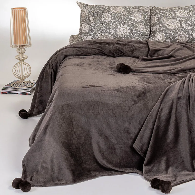 Κουβέρτα Fleece Υπέρδιπλη 220x240 Melinen Lisboa Brown Grey 220x240