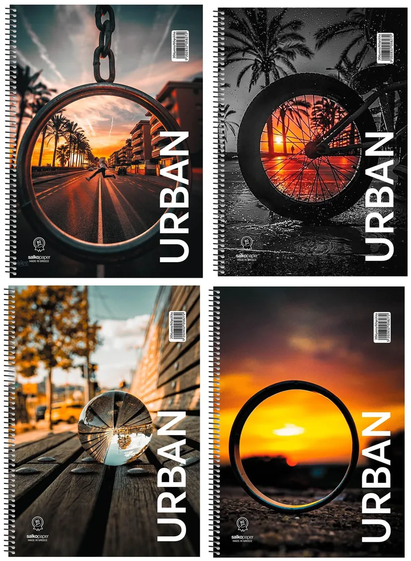 Τετράδιο σπιράλ ριγέ 4 θέματα/120φύλλα 21x29 Salko Urban (4 σχέδια)