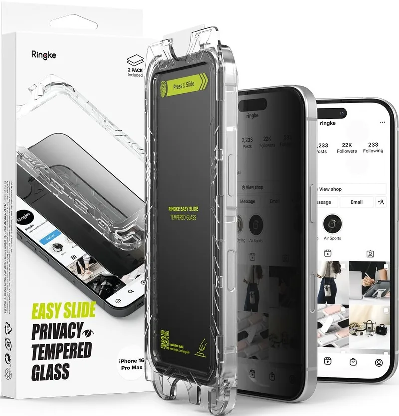 Αντιχαρακτικό Γυαλί Προστασίας Apple iPhone 16 Pro Max - Ringke Easy Slide Privacy Tempered Glass FullFace Απορρήτου Οθόνης - 2 Τεμάχια - Black (8809961789724)