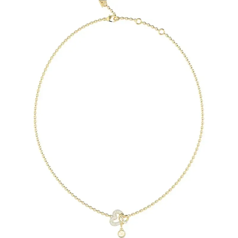 Κολιέ με διπλή καρδιά Guess Love Bites Stainless Steel JUBN06051JWYGT/U JUBN06051JWYGT/U Ατσάλι