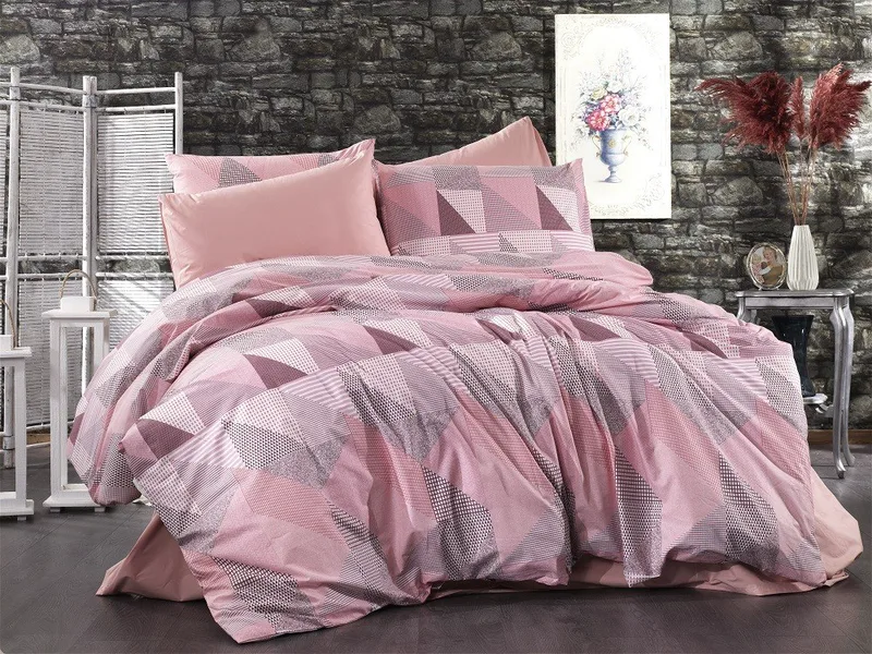 Σετ Σεντόνια Μονά 3 Τεμαχίων Dimcol Geometrical 331 Ροζ-Salmon 160x240