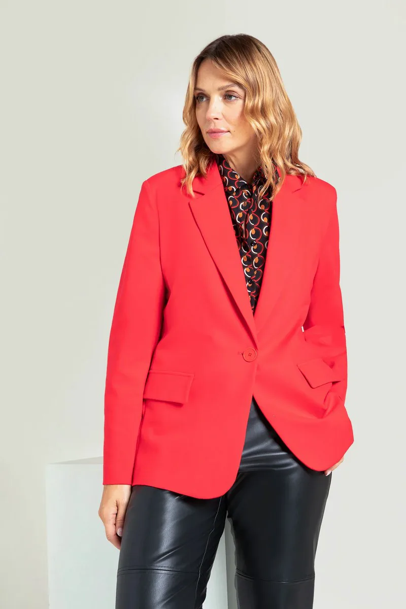 Luisa Μωβ Γυναικείο Blazer Σακάκι Tailored Fit σε Κόκκινο