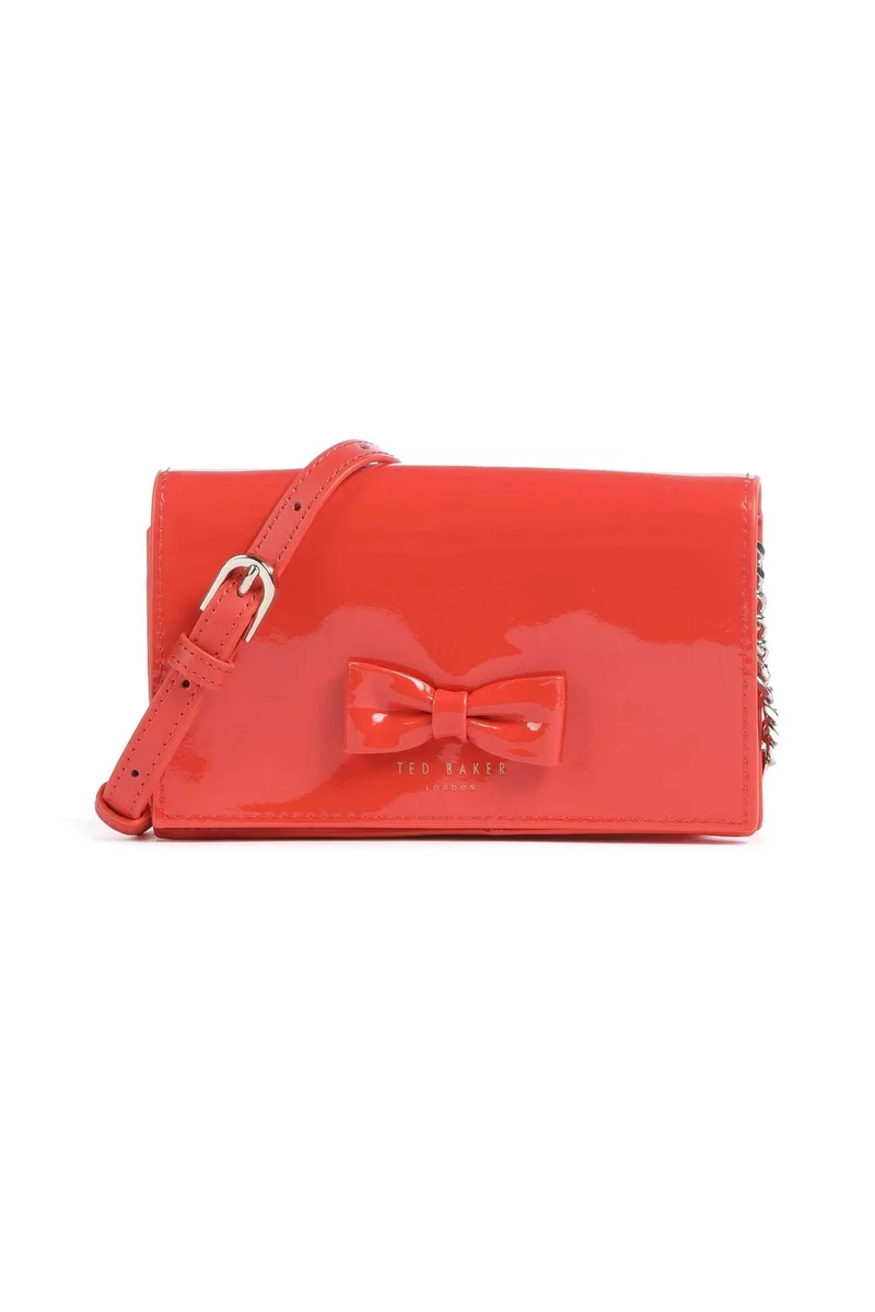 Ted Baker γυναικεία δερμάτινη τσάντα crossbody μεταλλιζέ "Baetiy" - 274040 Κόκκινο