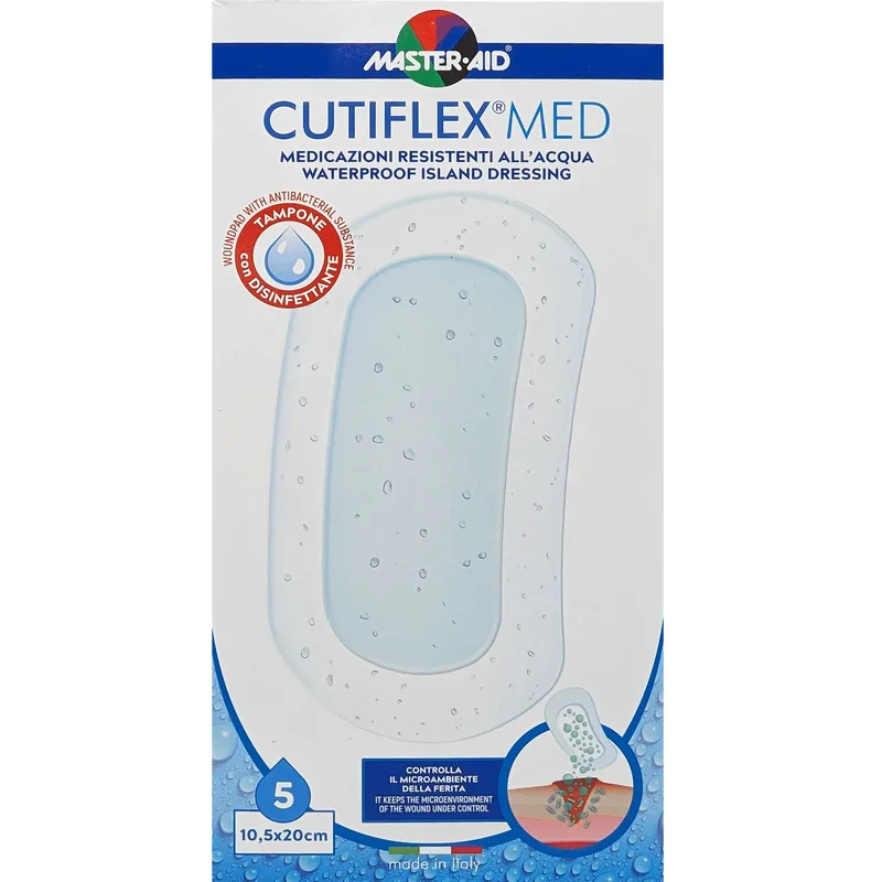 Master Aid Cutiflex Med Waterproof Island Dressing 10.5x20cm Αδιάβροχα Μετεγχειρητικά Επιθέματα 5 Τεμάχια