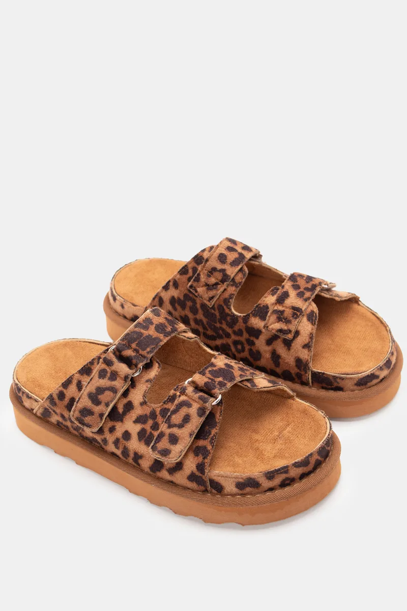 Σανδάλια Flatform με Λουράκια Scratch - Animal Print