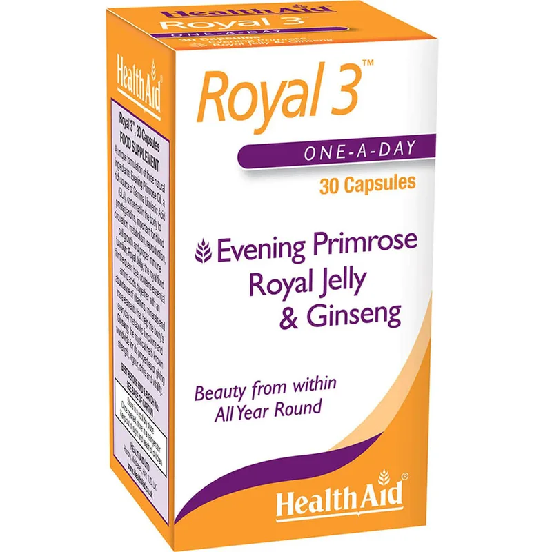 Health Aid Royal 3 Συμπλήρωμα Διατροφής με Βασιλικό Πολτό & Εκχυλίσματα Βοτάνων για Τόνωση & Πνευματική Ευεξία 30caps