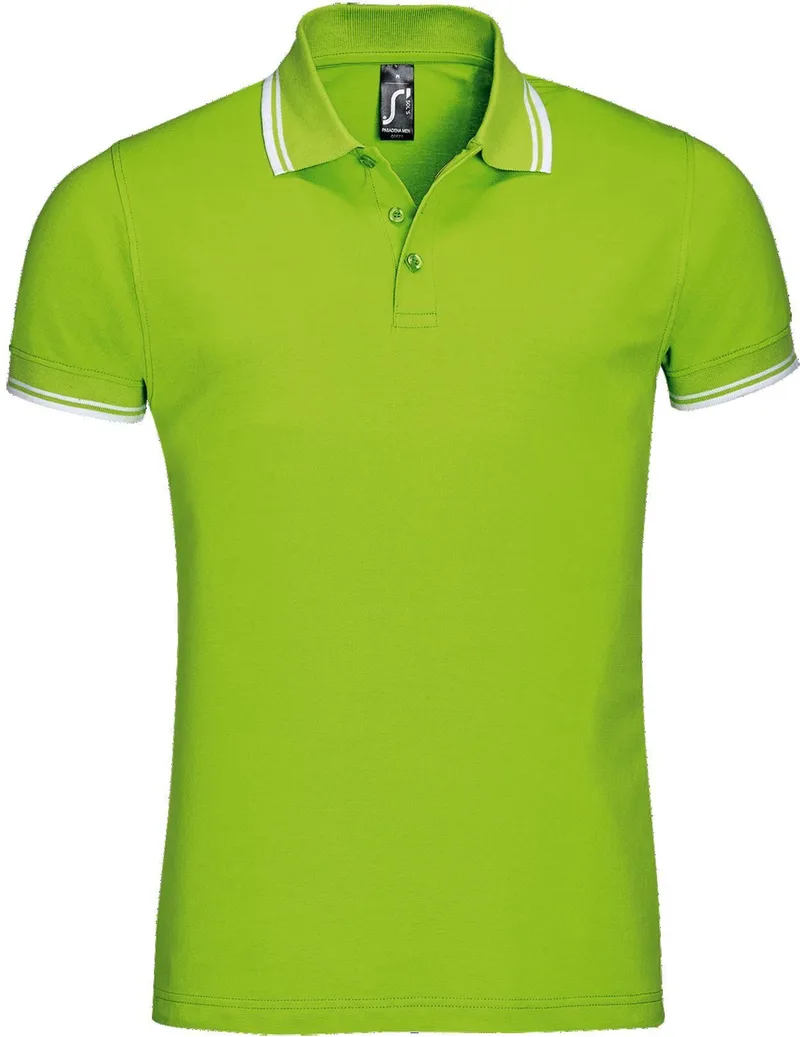 Ανδρικό πόλο πικέ Pasadena Men SOLS 00577 Lime/White