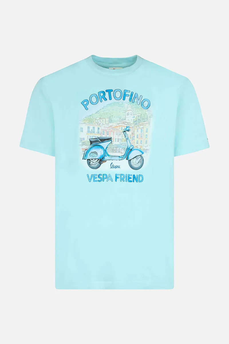 MC2 Saint Barth ανδρικό βαμβακερό T-shirt μονόχρωμο με contrast print - TSHM001-03149F