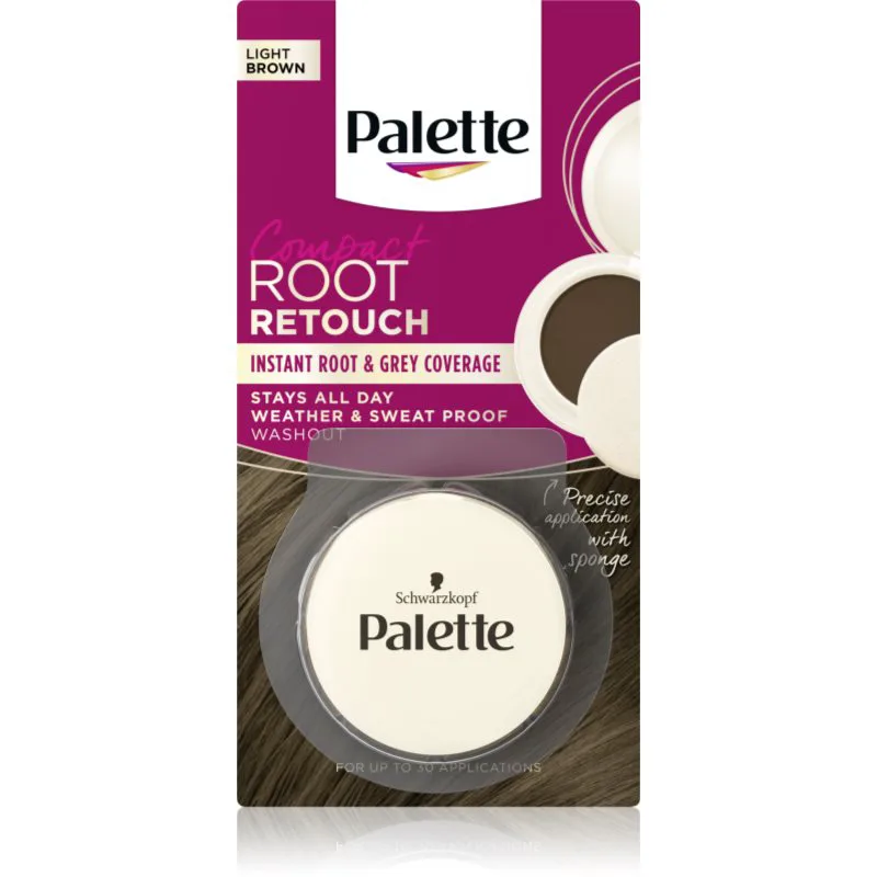 Schwarzkopf Palette Compact Root Retouch διορθωτής μαλλιών για ρίζα και γκρίζα μαλλιά με πουδρένιο- αποτέλεσμα απόχρωση Light Brown 3 γρ