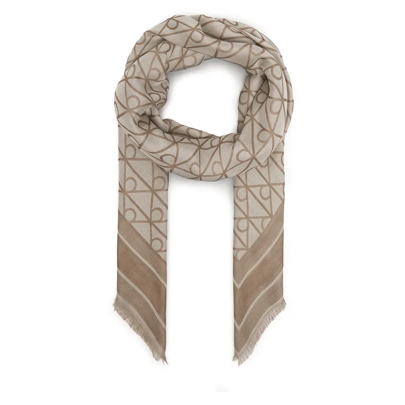 Φουλάρι Calvin Klein Emblem Aop Jacquard Square Scarf LV04F8080G Μπεζ