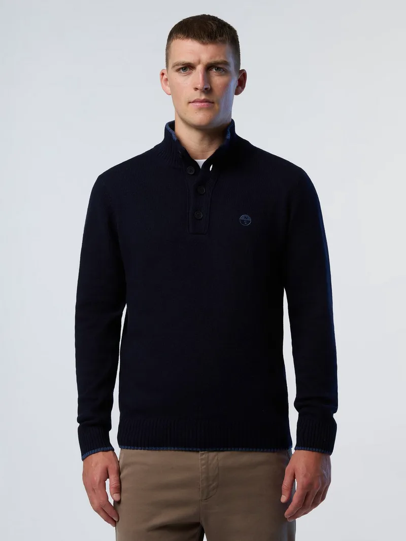 North Sails Ανδρικό Πουλόβερ με Κουμπιά Regular Fit σε Μπλε