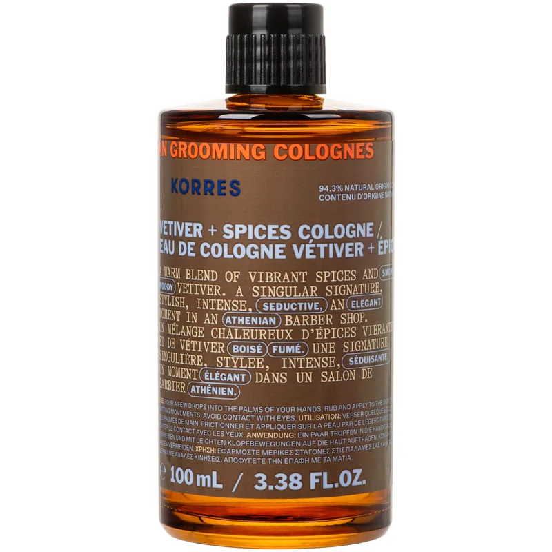 Korres Athenian Grooming Vetiver & Spices Eau de Cologne Ανδρικό Άρωμα με Ζεστές Νότες Βέτιβερ & Μπαχαρικά 100ml
