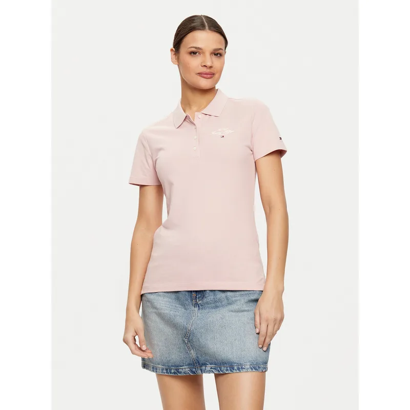 Tommy Hilfiger Polo WW0WW43930 Ροζ Slim Fit