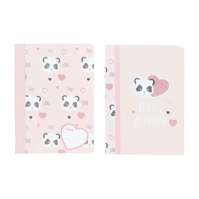Ancor Τετράδιο Καρφίτσα Ριγέ A4 B'log Cute Panda 48Φ Ροζ