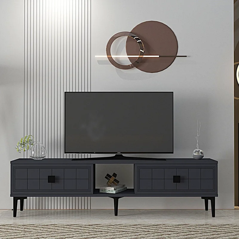 Έπιπλο Τηλεόρασης Yuka 150 - Anthracite 555Chm1113 (150x41x30 cm)