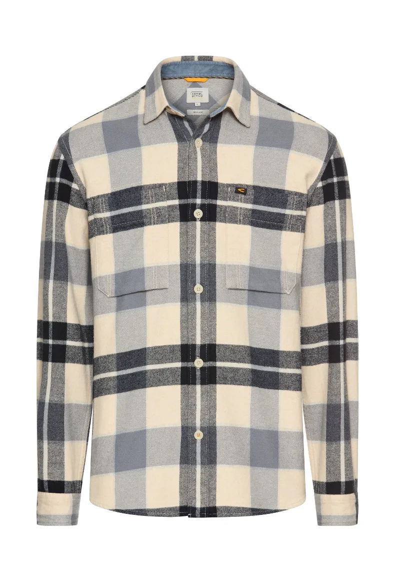 ΑΝΔΡΙΚΟ ΠΟΥΚΑΜΙΣΟ CAMEL ACTIVE Μ.Μ. FLANNEL CHECK 2 POCKET ΚΑΝΟΝΙΚΗ ΓΡΑΜΜΗ ΕΚΡΟΥ/ΣΚΟΥΡΟ ΜΠΛΕ