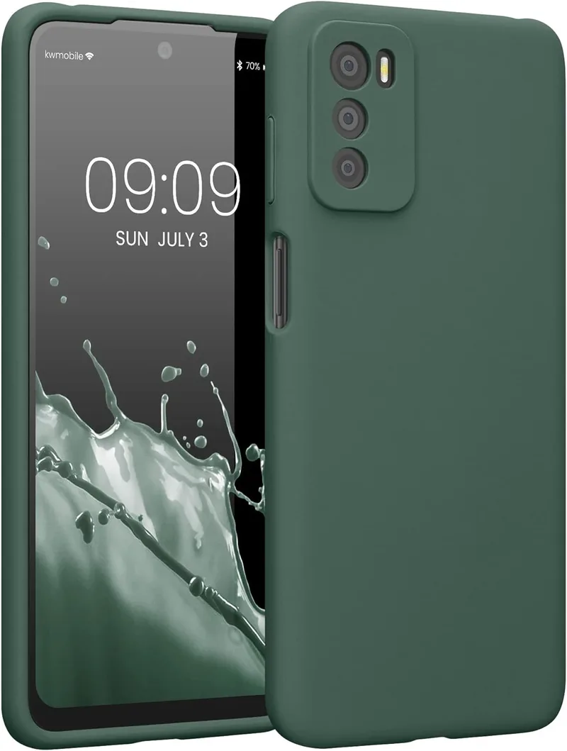 KWmobile Soft Flexible Rubber Cover - Θήκη Σιλικόνης Motorola Moto G42 με Πλαίσιο Κάμερας - Forest Green (59185.166)