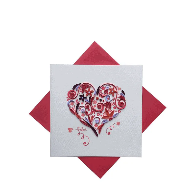 Origamo Ευχετήρια Κάρτα Quilling Kαρδιά Filigrana 18.5x14cm