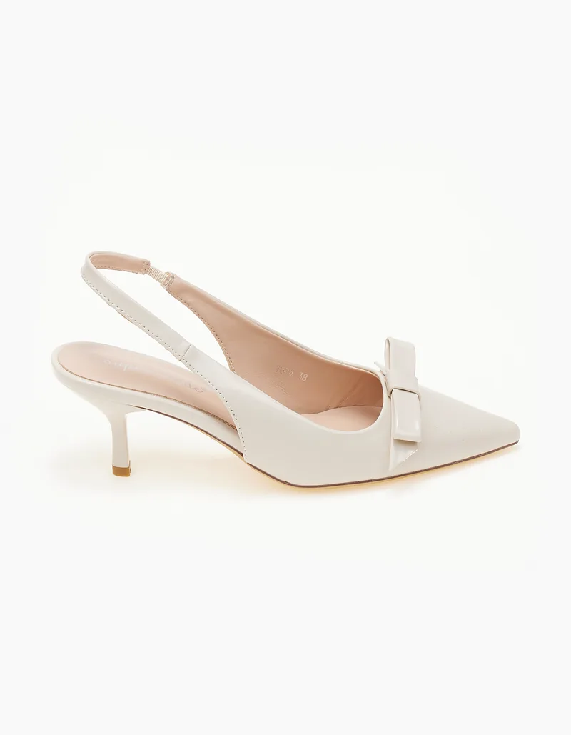 Γόβες slingback με ιδιαίτερο φιόγκο - Μπεζ