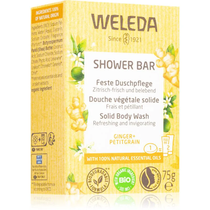 Weleda Shower Bar Ginger Μπάρα σαπουνιού με τζίντζερ 75 γρ