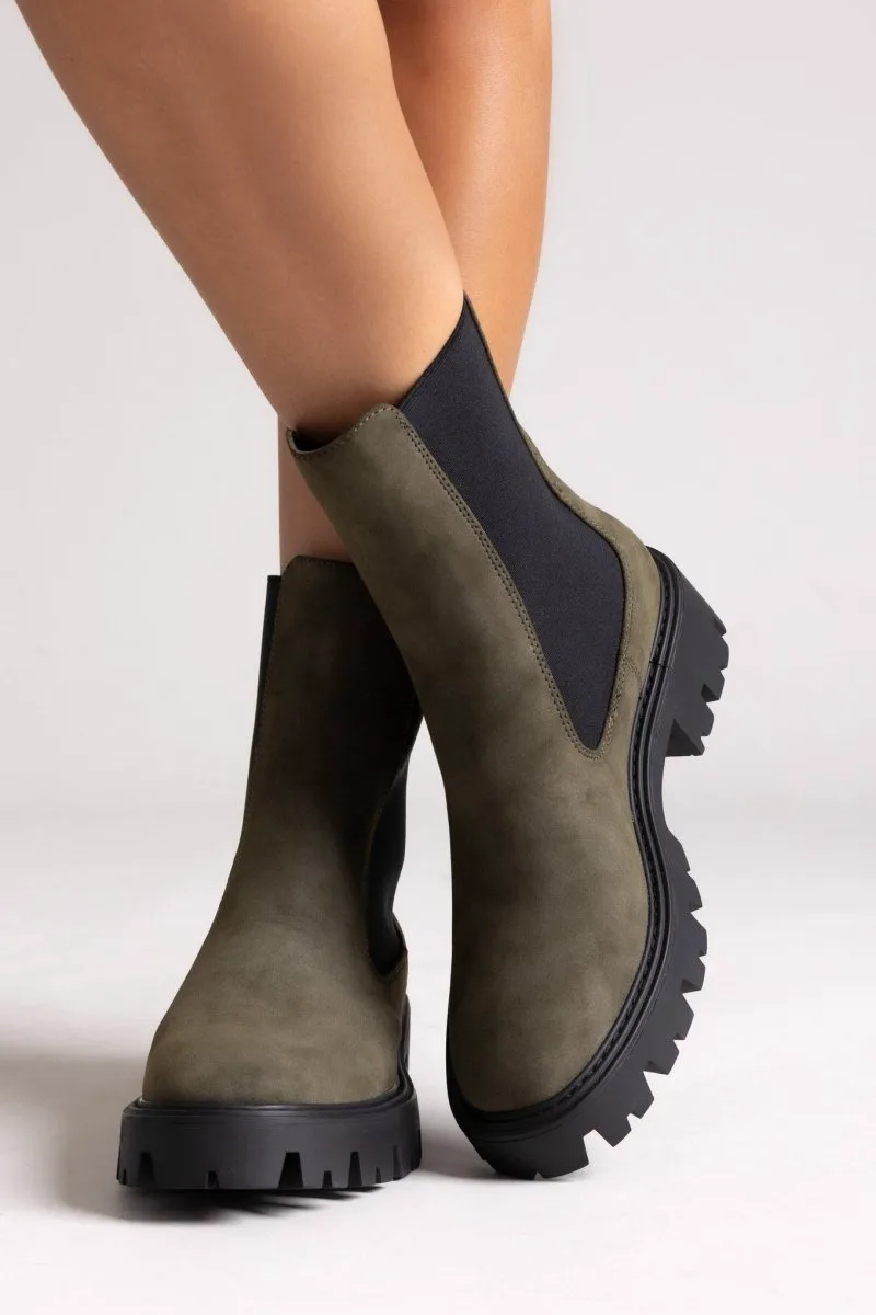 ONLY Chelsea Boots with Chunky Sole ONLY 15274563 - 15274563 - Olive Green Nubuck