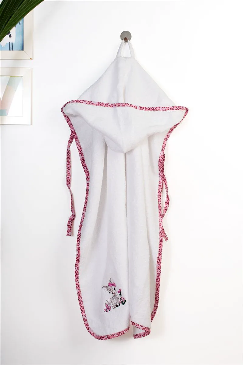 Κάπα Με Κέντημα Bebe 75x85εκ. Deer 197 White-Ροζ Dimcol (Ύφασμα: Βαμβάκι 100%, Χρώμα: Λευκό) - DimCol - 31141429049
