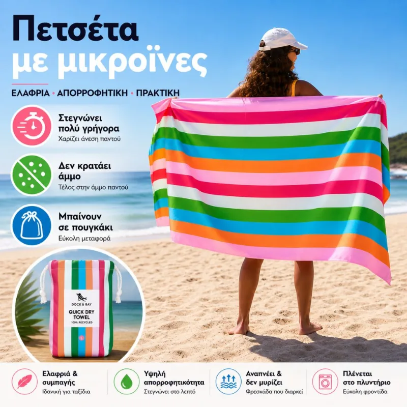 Πετσέτα Θαλάσσης Dock & Bay Tutti Frutti Μικροϊνών XL 90x200