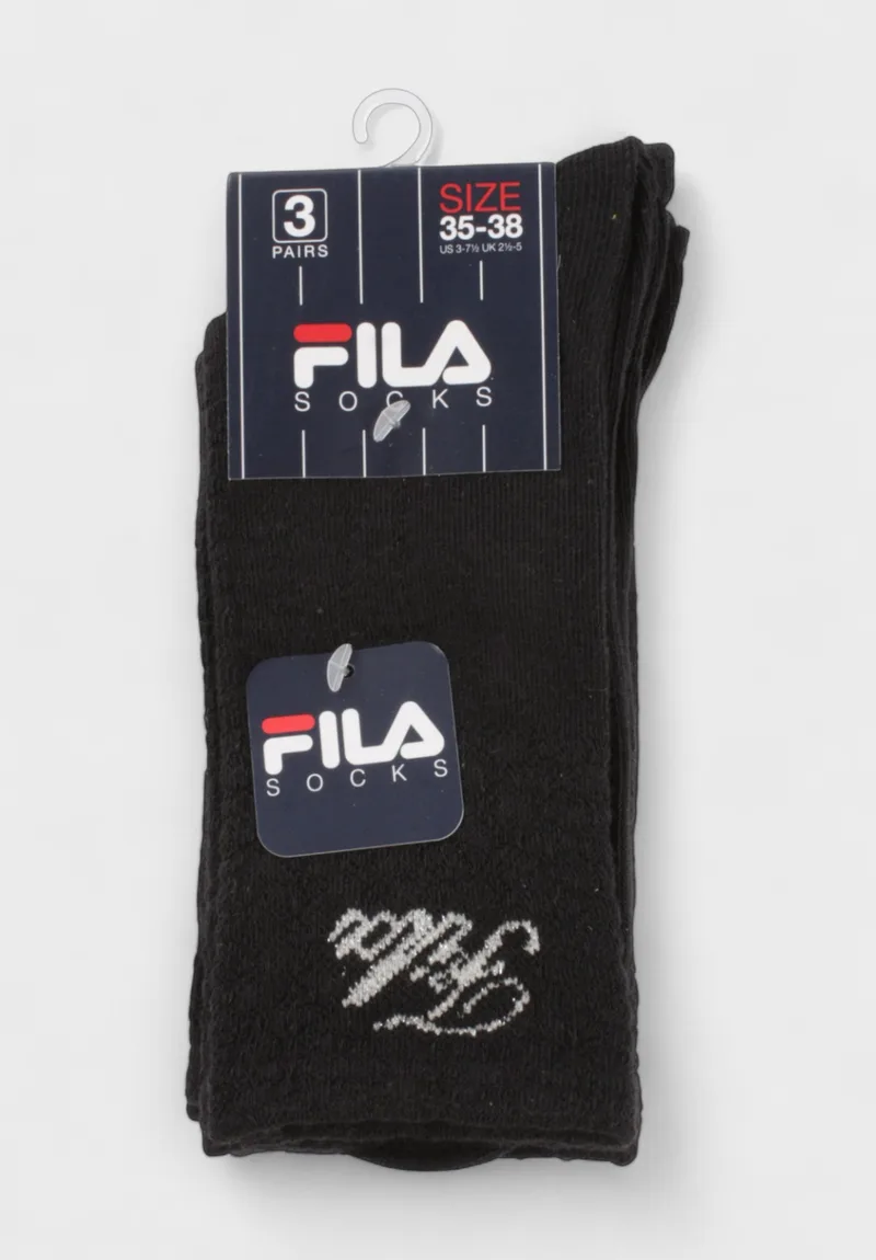 Fila Παιδικές Κάλτσες για Κορίτσι F8271 Black (3 Ζευγάρια) F8271-200-Μαύρο