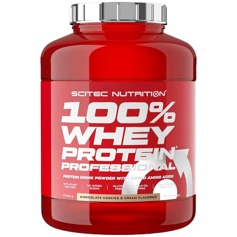 Scitec Nutrition 100% Whey Protein Professional Συμπλήρωμα Διατροφής με Καθαρή Πρωτεΐνη Ορού Γάλακτος Εμπλουτισμένη με Αμινοξέα & Γλουταμίνη 2350g - Chocolate Cookies & Cream