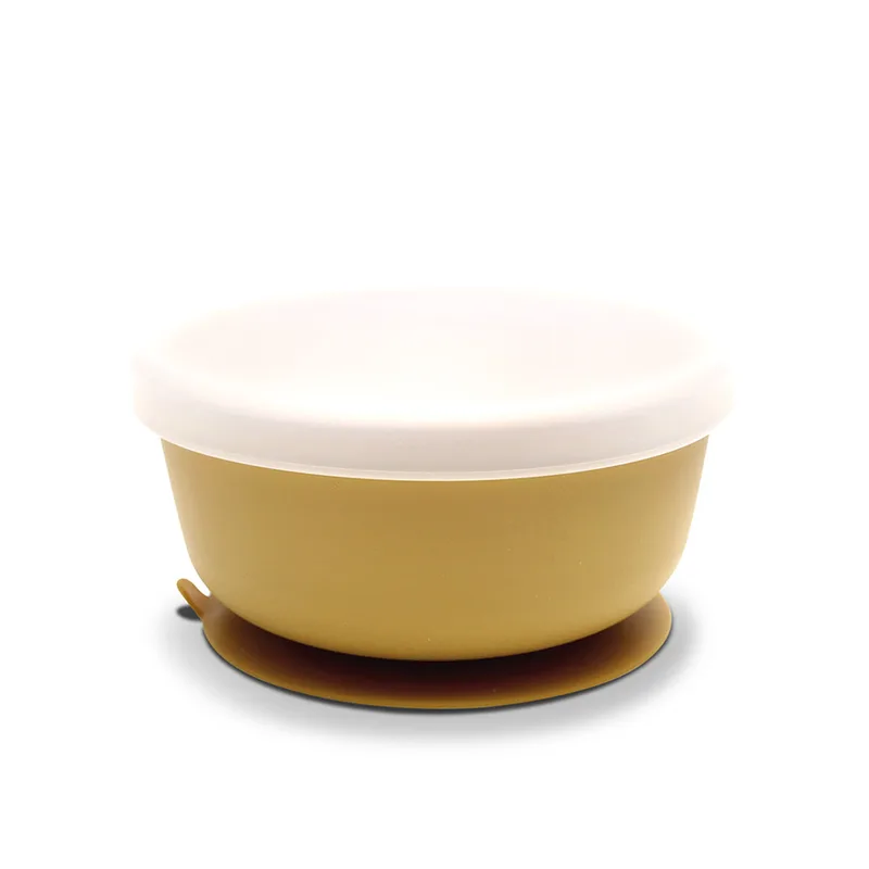 SILICONE VACUUM BOWL NATURAL YELLOW WITH LID