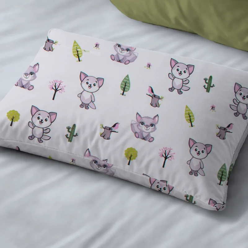 Παιδική Μαξιλαροθήκη (50x70) Dimcol Baby Foxes 594 White - Pastel Lilac