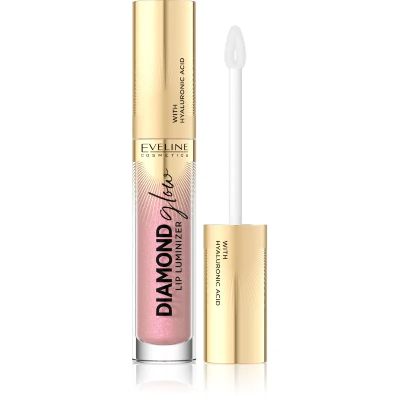 Eveline Cosmetics Diamond Glow αστραφτερό λιπ γκλος με υαλουρονικό οξύ απόχρωση 08 Honey Glam 4,5 μλ