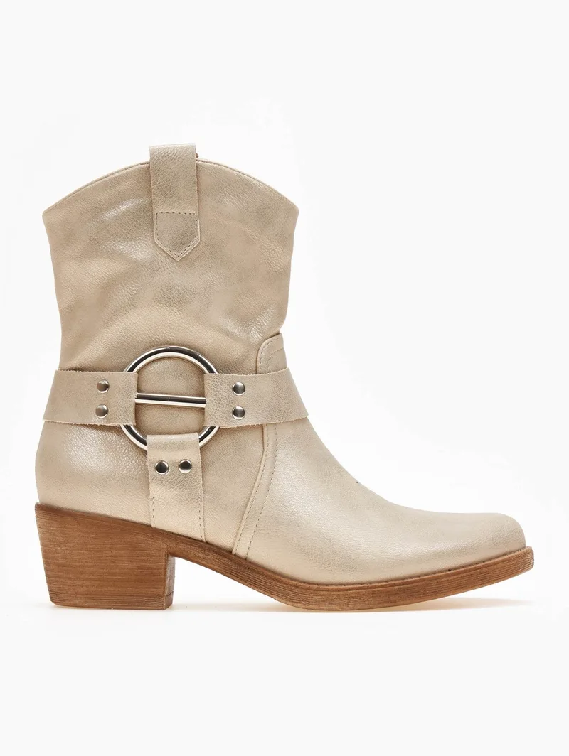 ERYNN Pointed Cowboy Boots with Ring Detail - RXJ236 - Light Χρυσό