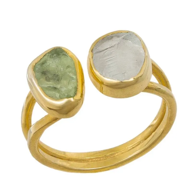 Επίχρυσο δαχτυλίδι 925 Aqua marine and Peridot 042003 042003 Ασήμι