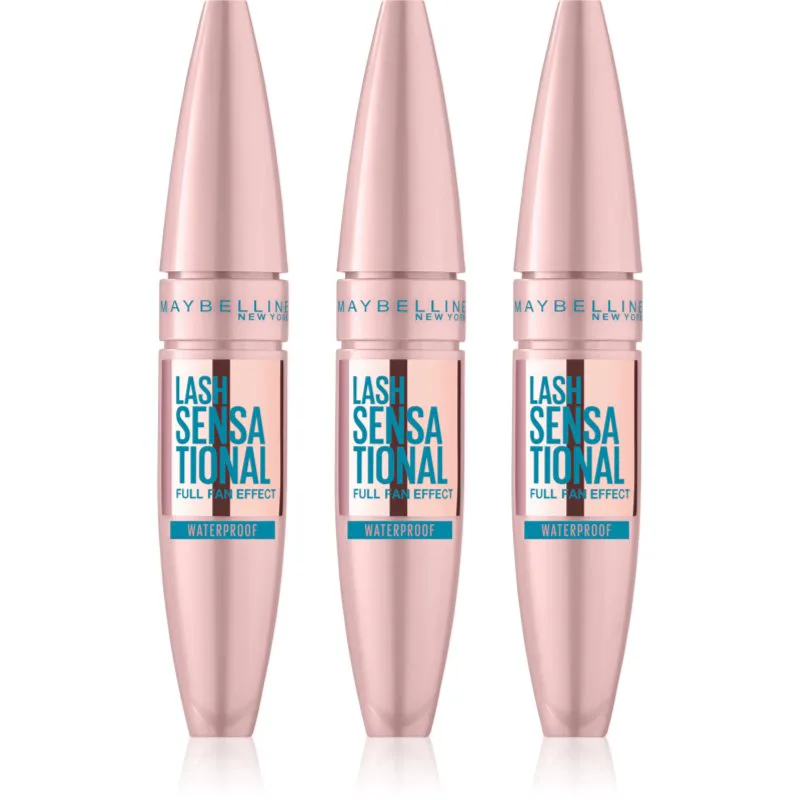 MAYBELLINE NEW YORK Lash Sensational αδιάβροχη μάσκαρα για επιμήκυνση, περιστροφή και όγκο απόχρωση Black