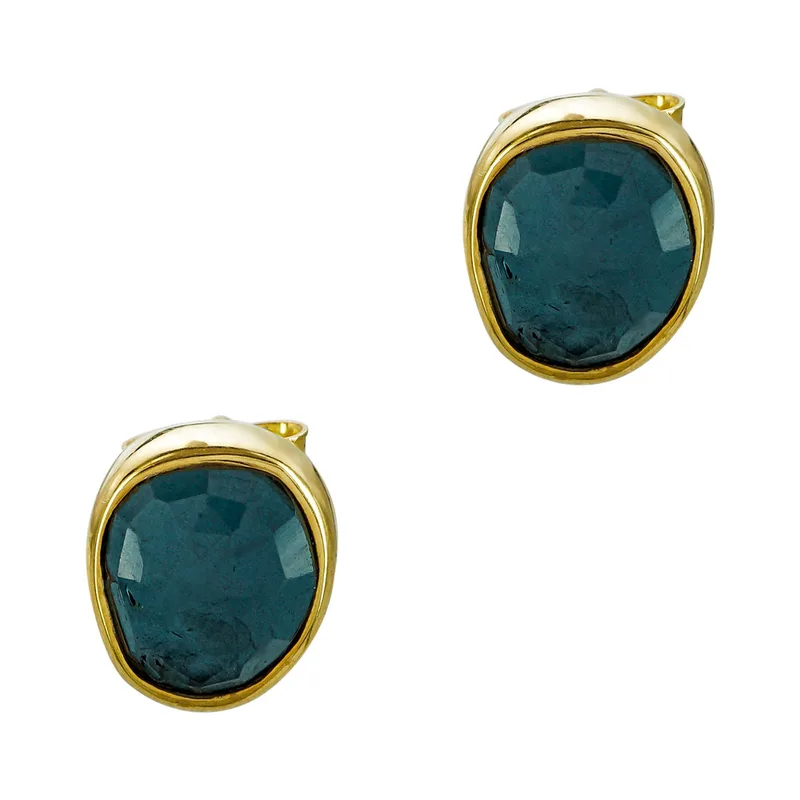 Χειροποίητα Σκουλαρίκια με London Blue Topaz Aπό Επιχρυσωμένο Ασήμι SK1188