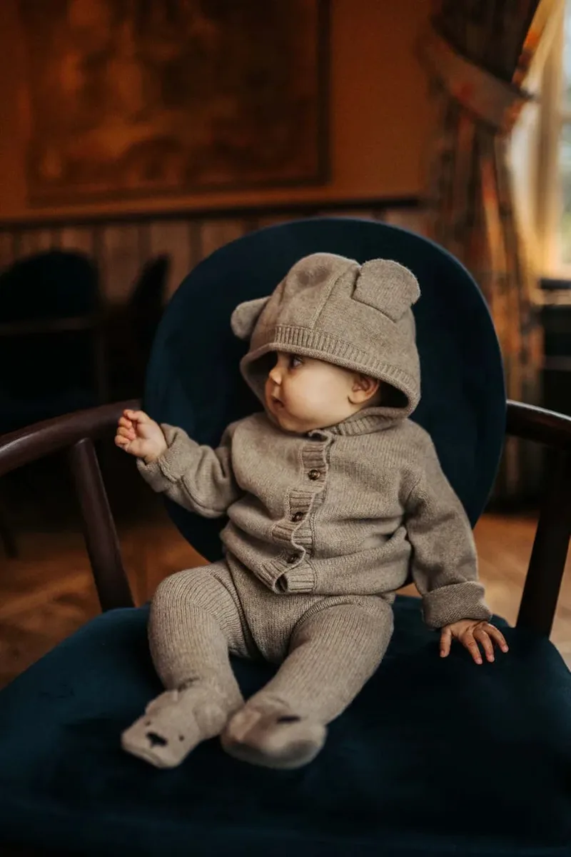 Μάλλινη παιδική ζακέτα Donsje Brittan Merino Wool Cardigan Bear