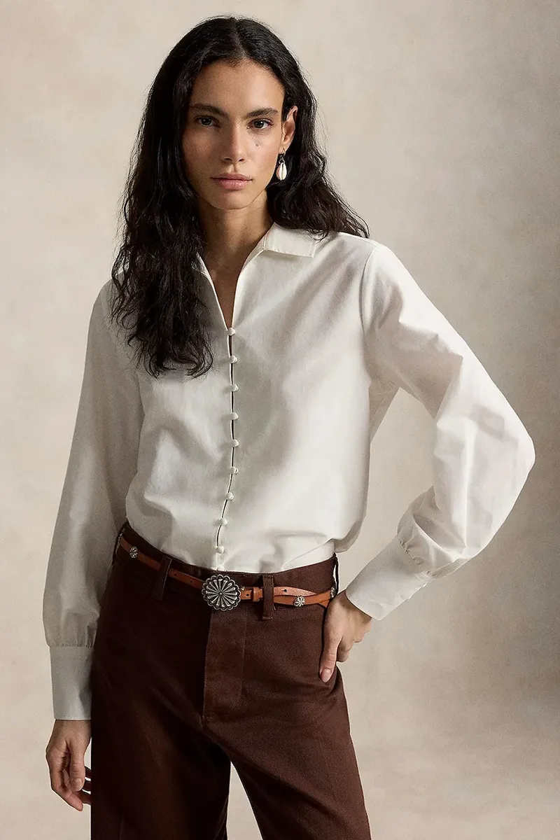 Polo Ralph Lauren πουκάμισο γυναικείο με πρόσμιξη μεταξιού