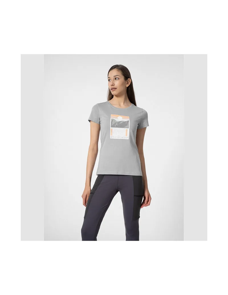 4F Γυναικείο T-shirt Γκρι 4FSS23TFTSF274-27S