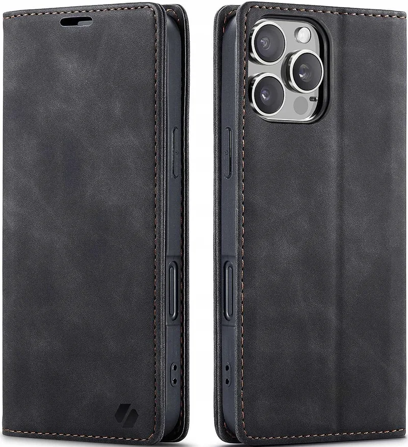 Θήκη Apple iPhone 16 Pro - Spacecase Wallet Πορτοφόλι - Black (5905719111403)
