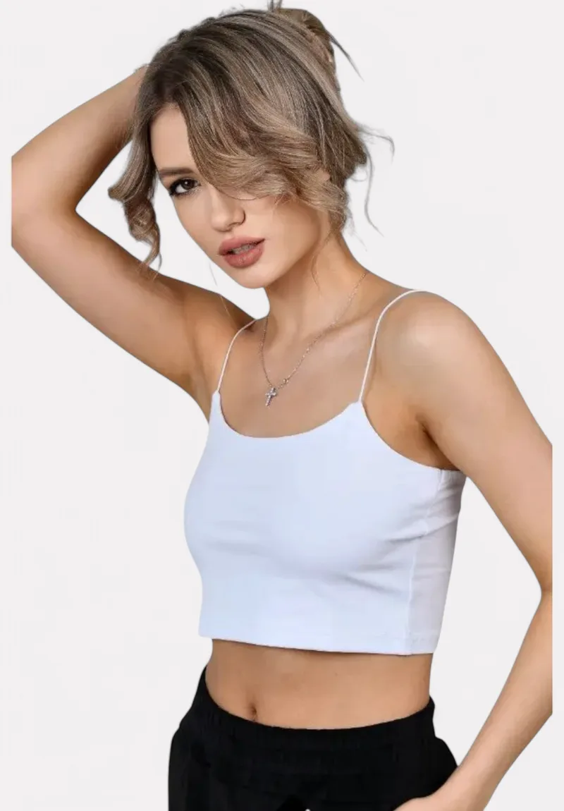 Φανελάκι γυναικείο βαμβακερό Berrak Crop Top λευκό BRK8031-Λευκό
