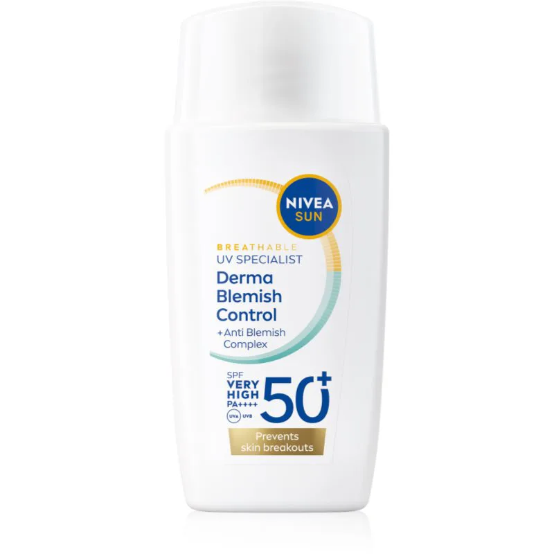 NIVEA SUN Derma Skin Clear αντηλιακή κρέμα προσώπου για επιδερμίδα με ατέλειες SPF 50+ 40 ml