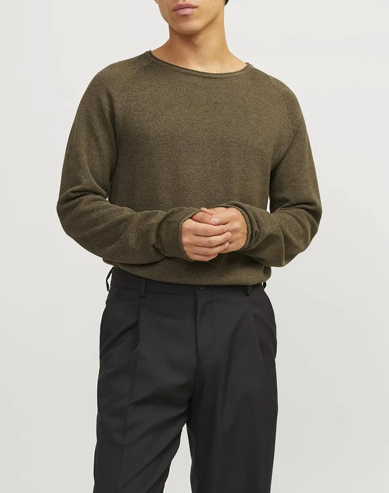JACK&JONES ΠΛΕΚΤΟ JJEHILL KNIT CREW NECK NOOS ΠΛΕΚΤΟ 12157321-CanteenTwist DarkOliveGreen