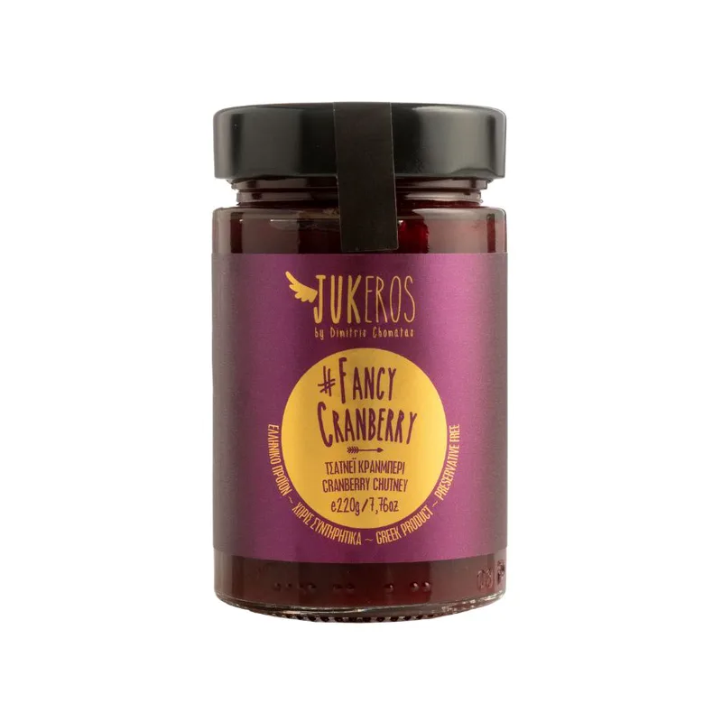 Chutney Cranberry με μήλο και θερμά μπαχαρικά - Jukeros - 250gr Gluten Free Lactose Free Vegan Ελλάδα