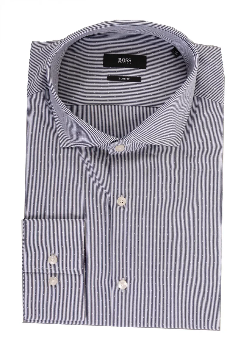 BOSS ΠΟΥΚΑΜΙΣΟ ΡΙΓΕ ΣΧΕΔΙΑΣΤΟ SLIM FIT JASON ΜΠΛΕ