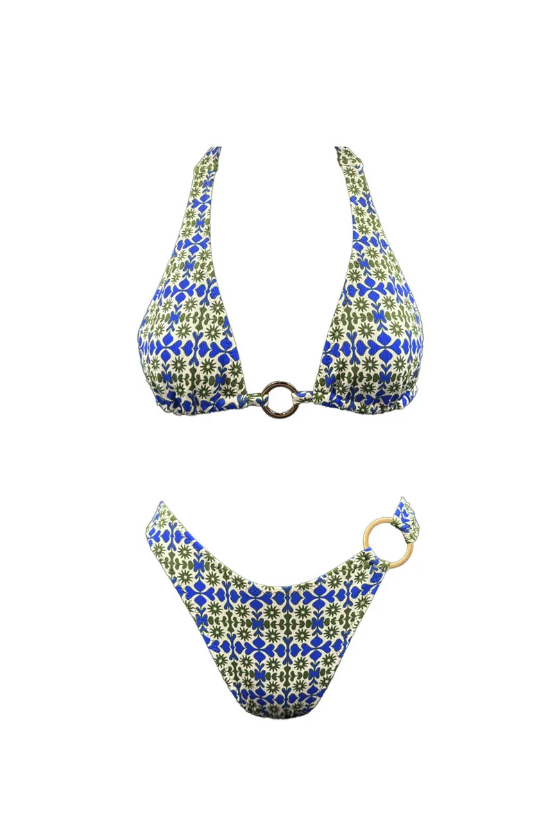Emma Swimwear σετ γυναικείο μαγιό μπικίνι "Solar Wave Ring Triangle" - EMMA 969 Μπλε