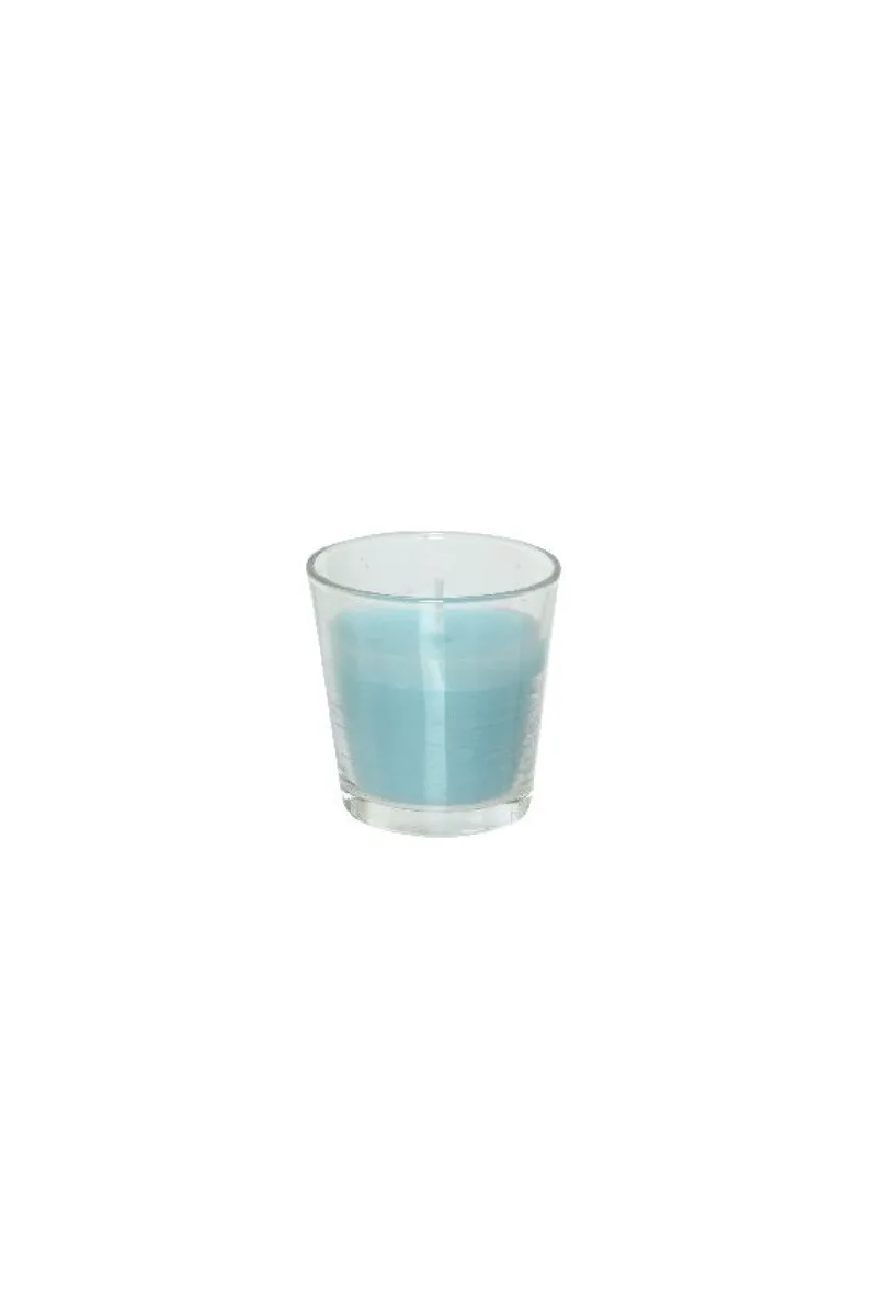 Κερι Cintronella Σε Γυαλινο Ποτηρι 7.5x7.5x7.5cm Μπλέ Kaeming
