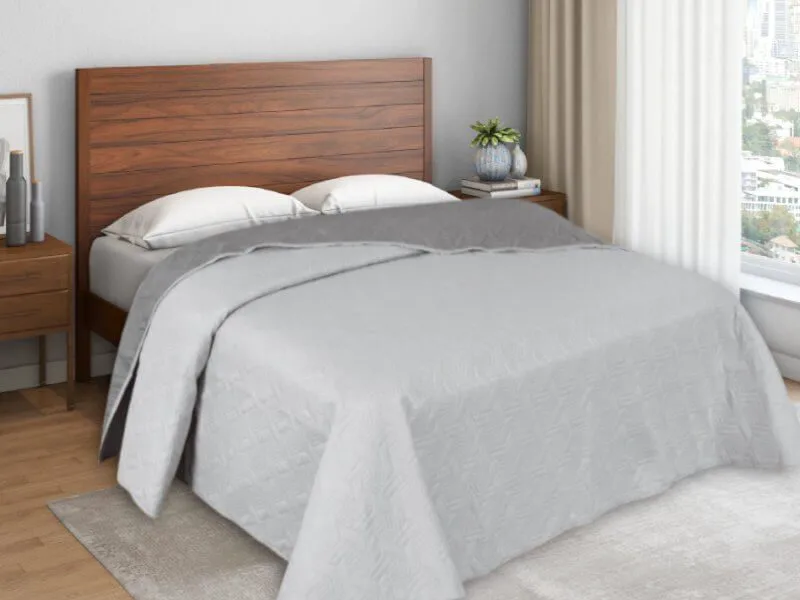 Κουβερλί Διπλής Όψεως Microfiber Geo Γαρύφαλλο - Ανοικτό Γκρι, 220x240