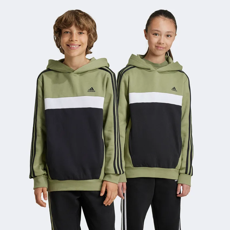 ADIDAS KIDS TIBERIO 3-STRIPES COLORBLOCK FLEECE HOODIE ΧΑΚΙ