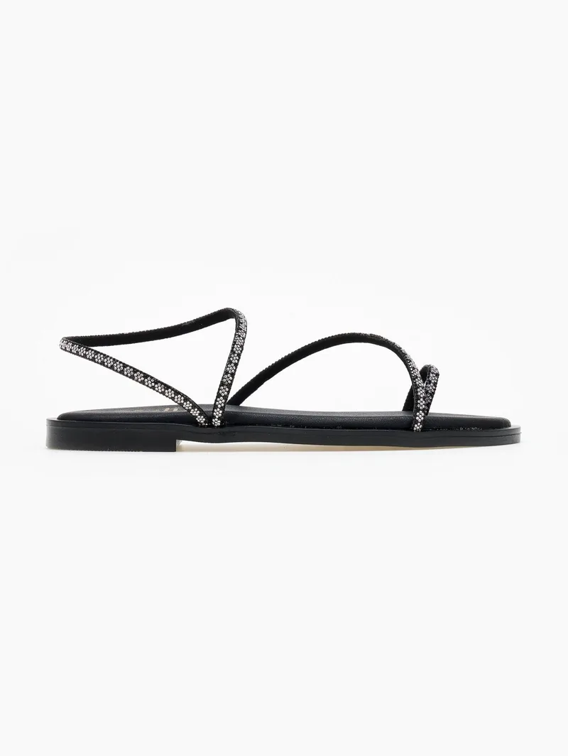 Estil Rhinestone Strap Sandals - 1001074 - Black